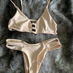 Beige Cutout Bikini Set